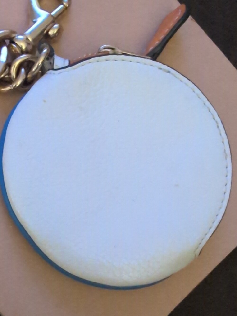 Coach Round Leather Key Ring Pouch with Multicolor Retro Coach Stamp - Picture 4 of 4